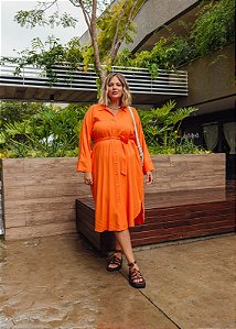 Vestido Chemise Laranja Plus Size