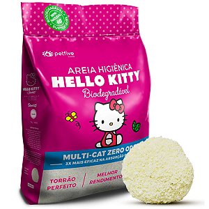 Areia Higiênica Biodegradável Hello Kitty Rosa (Fina) 2kg