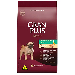Gran Plus Menu Cães Adultos Raças Pequenas e Mini Light 10,1 kg