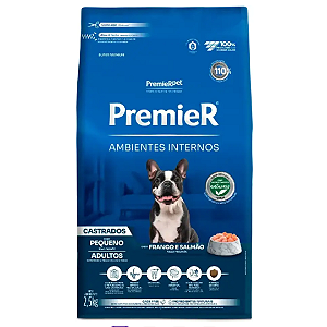 Premier Ambientes Internos Cães Adultos Castrados Raças Pequenas 2,5Kg