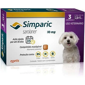 Simparic 10mg 2,6 até 5Kg 3 Comprimidos