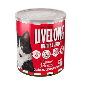 Lata Livelong Gatos Delicias De Carnes 300G