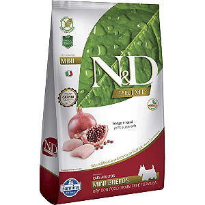 N&D Prime Cães Adultos Raças Pequenas e Mini Frango e Romã 2,5Kg