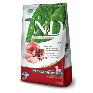 N&D Prime Cães Adultos Raças Médias Frango e Romã 10,1Kg