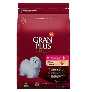 Gran Plus Menu Cães Adultos Raças Pequenas e Mini Frango 15Kg