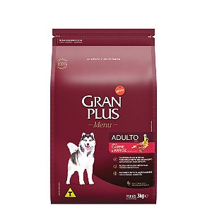 Gran Plus Menu Cães Adultos Raças Médias Carne 15Kg