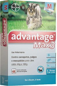 Advantage Max 3 Cães de 4 a 10 Kg - 3 unidades