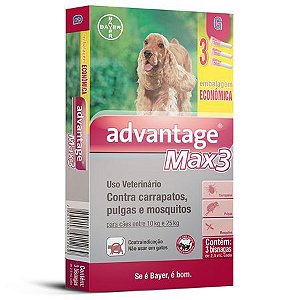 Advantage Max 3 Cães 10 A 25 Kg 3 Pipetas