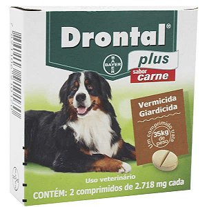 Drontal Plus Sabor Carne Cães 35 Kg - 2 Comprimidos