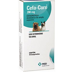 Cefa-Cure 200mg Msd Saúde Animal 10 Comprimidos