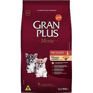 Gran Plus Menu Cães Filhotes Raças Pequenas e Mini Frango 3Kg