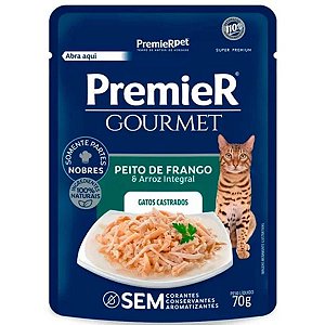 Sachê Premier Gourmet Gato Adulto Castrado Frango 70g