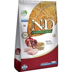 N&D Ancestral Grain para Gatos Castrados Frango e Romã - 7,5kg