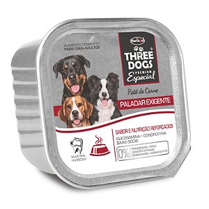 Ração Úmida Pate Three Dogs Pate Carne Paladar Exigente - 150g
