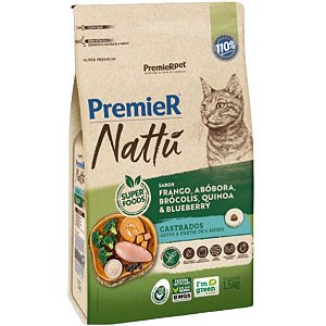 Premier Nattu Gato Adulto Castrados Abóbora - 1,5kg