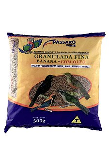 Granulada Fina Banana Com Óleo Pássaro Forte 500g