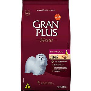 Gran Plus Menu Cães Adultos Raças Pequenas e Mini Frango 10,1Kg