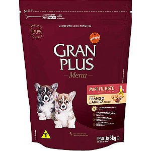 Gran Plus Cães Filhotes Raças Pequenas e Mini Frango - 3Kg