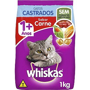 Whiskas Carne para Gatos Adultos Castrados - 1Kg