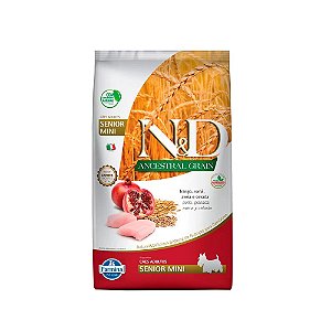 N&d Ancestral para Cães Adultos Senior Raças Mini Frango e Romã -  2,5KG