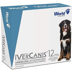 Antiparasitário  IverCanis 12mg - Cães de 60 Kg - 4 comprimidos