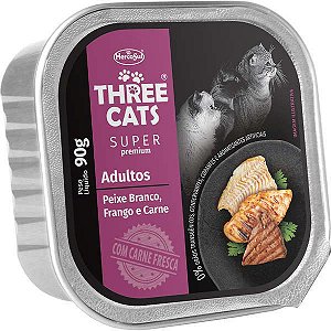 Ração Úmida Pate Super Premium Three Cats Peixe, Frango e Carne - 90g