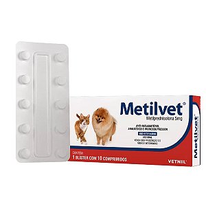 Metilvet Anti-inflamatório 5mg Cães e Gatos - 10 Comprimidos