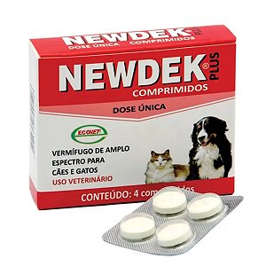 Vermífugo Newdek Plus Cães e Gatos 660mg - 4 Comprimidos