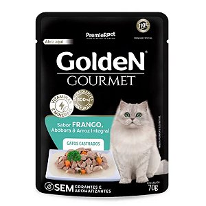 Sache Golden Gourmet Gato Castrado Frango, Abóbora e Arroz 70g