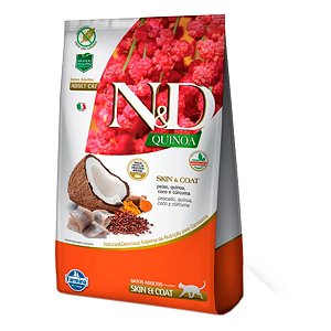 N&D Quinoa Skin e Coat para Gatos Adultos Peixe 1,5kg