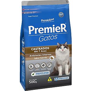 Premier Ambientes Internos Gato Castrado 6 Meses a 6 Anos Salmão 500g