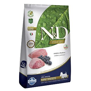 N&D Prime Cães Adultos Raças Mini Cordeiro e Blueberry 10,1Kg