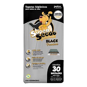 Tapete Higiênico Super Secão Black Premium para Cães 30 Unidades 80x60