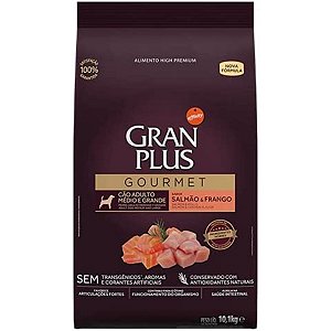 Gran Plus Gourmet Cães Adultos Médios Salmão e Frango 10,1kg