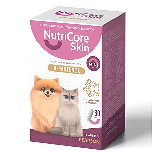 NutriCore Skin Mini Até 10kg Suplemento Alimentar para Cães e Gatos 30 Cápsulas