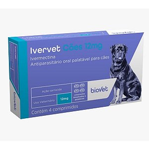 Ivervet Cães 12 mg até 60kg Blister com 4 comprimidos
