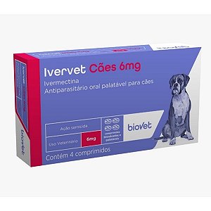 Ivervet Cães 6 mg até 30 kg  Blister com 4 comprimidos