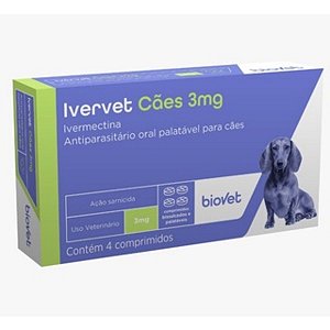 Ivervet Cães 3 mg até 15 kg Blíster com 4 comprimidos