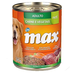 Ração Úmida Para Cães Lata Max 280g - Adulto Carne e Vegetais