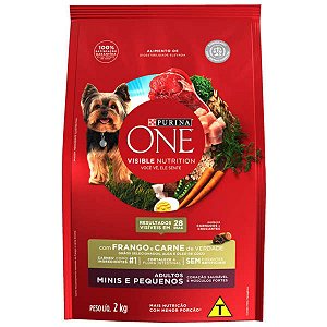 One Cães Adultos Minis e Pequenos Frango e Carne 2kg