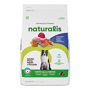 Naturalis Lifebites Cães Adultos Porte Médio e Grande Peru, Frango, Legumes e Frutas 2,5kg
