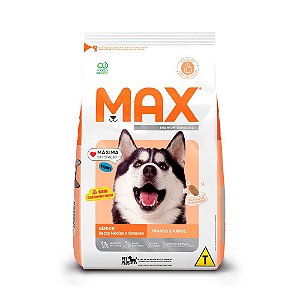 Max para Cães Sênior de Porte Médio e Grande Sabor Frango e Arroz 3kg