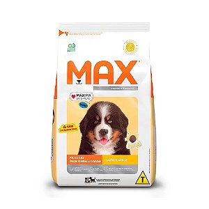 Max para Cães Filhotes de Porte Médio e Grande Sabor Carne e Arroz 3kg