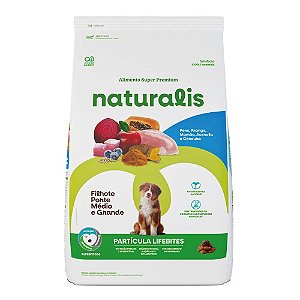 Naturalis Lifebites Cães Filhotes Porte Médio e Grande Peru, Frango, Legumes e Frutas 12kg