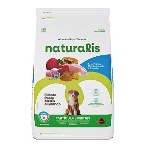 Naturalis Lifebites Cães Filhotes Porte Médio e Grande Peru, Frango, Legumes e Frutas 2,5kg