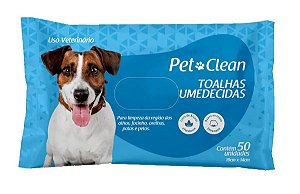 Toalhas Umedecidas Para Cães e Gatos 50 Unidades Pet Clean