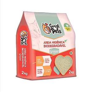 Granulado Great Pets Biodegradável Grossa para Gatos 2kg