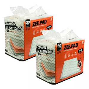 Tapete Higiênico ZeePad Branco 30 Unidades Kit Com 2 Pacotes