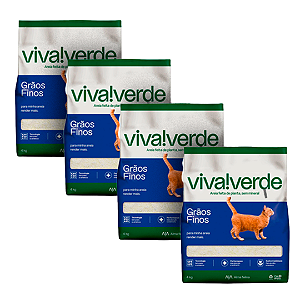 Areia Higienica Viva Verde Grãos Finos 4Kg Kit Com 4 Pacotes