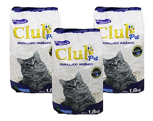 Kit 3 Granulado Higiênico Club Pet Premium 1,8kg
